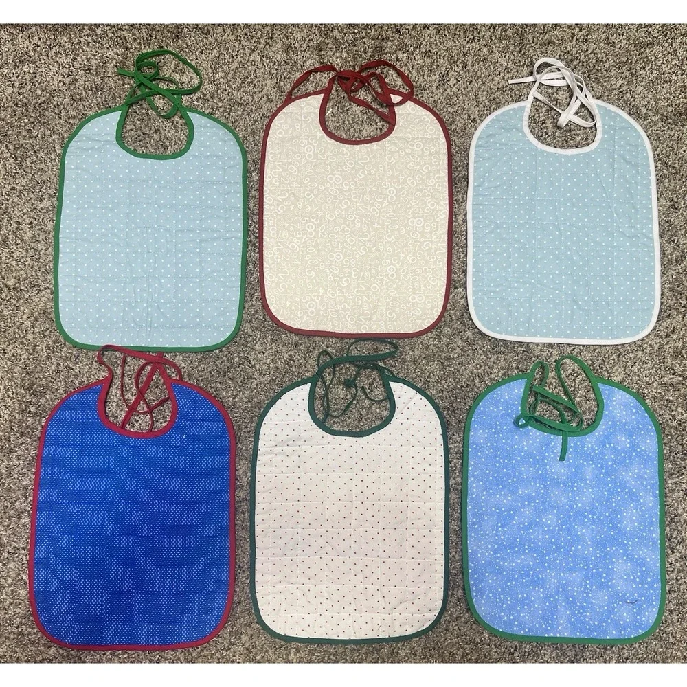 Lot Of 6 Quilted Handmade Christmas Baby Bib Large‎ Size 12